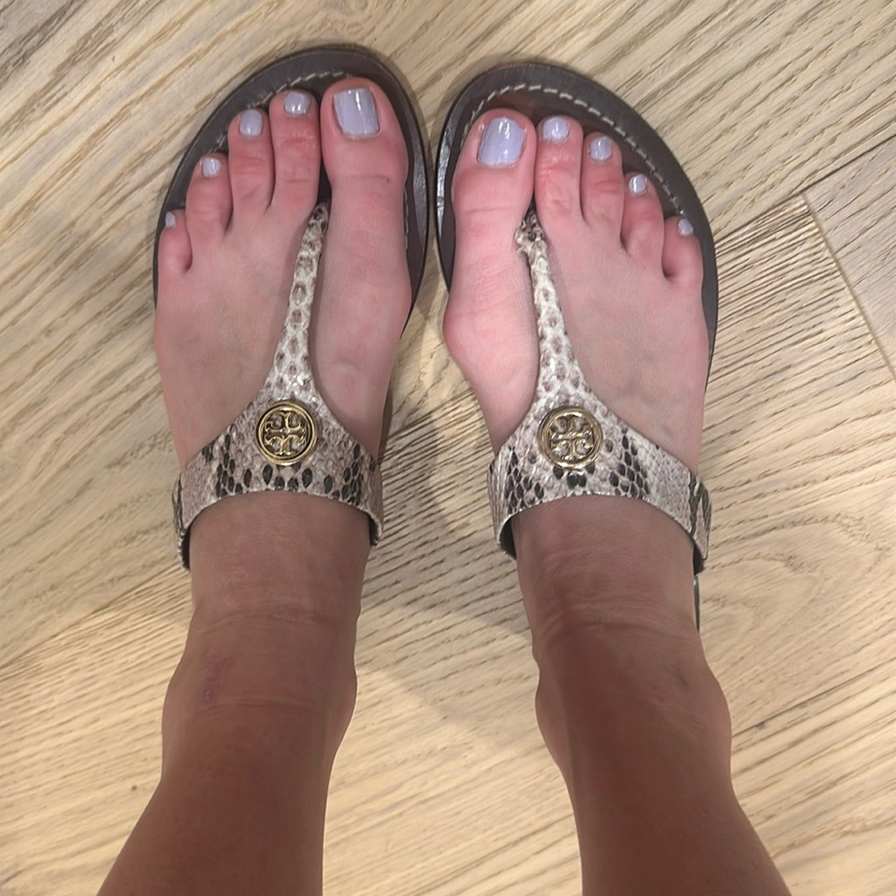 Tory Burch thong sandals snakeskin